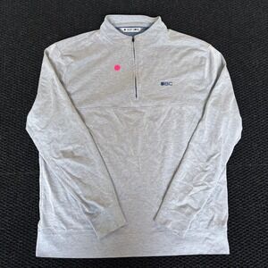 Black Clover Quarter Zip Pullover Sweater Men's Large Heather Gray BC Logo